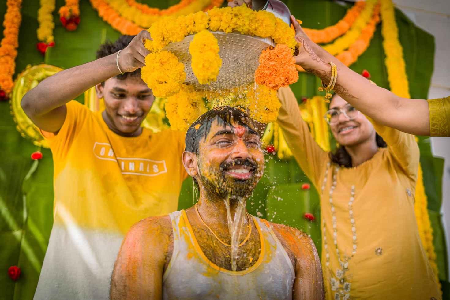 Groom Enjoy his haldi ceremony.